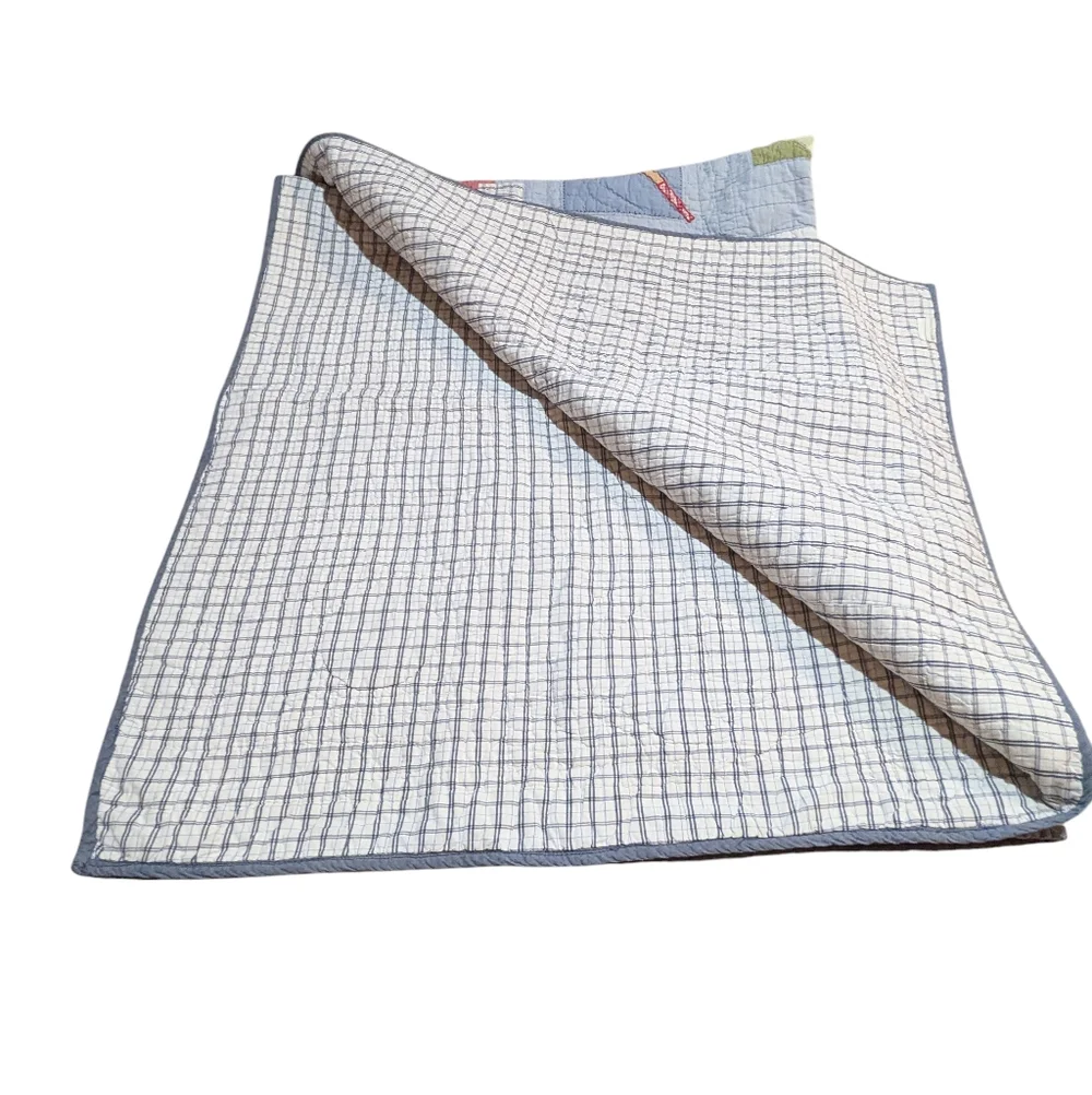 Pottery Barn Kids Sports Patchwork Reversible Twin Quilt & Sham